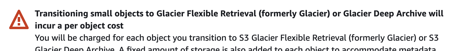 AWS Warning box on per object charges